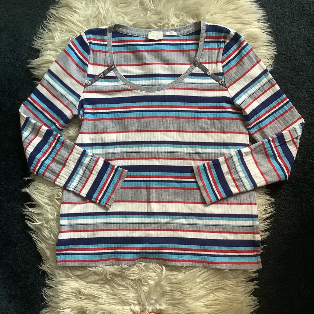 Anthro Postmark striped knit long sleeve top M